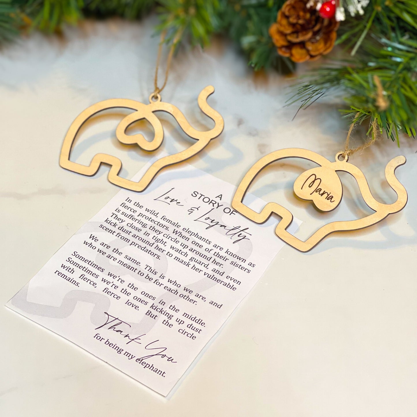 Elephant Ornament, Cancer Survivor Gift, Sisterhood Ornament, Breast Cancer Awareness, Personalized Gifts for Best Friends, Friendship Gift