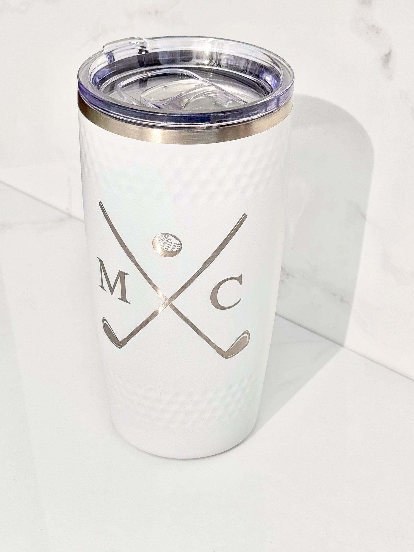 Personalized Golf Tumbler with Golf Ball Dimples