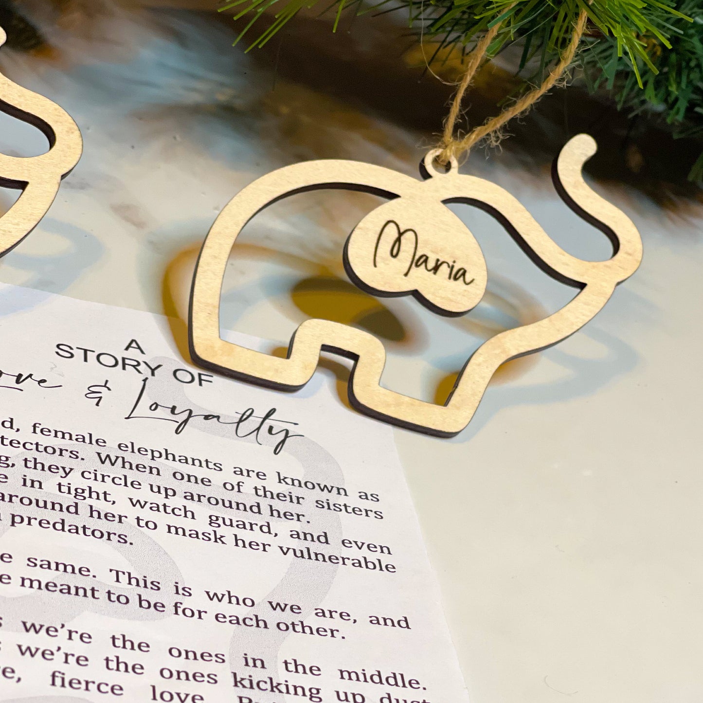 Elephant Ornament, Cancer Survivor Gift, Sisterhood Ornament, Breast Cancer Awareness, Personalized Gifts for Best Friends, Friendship Gift
