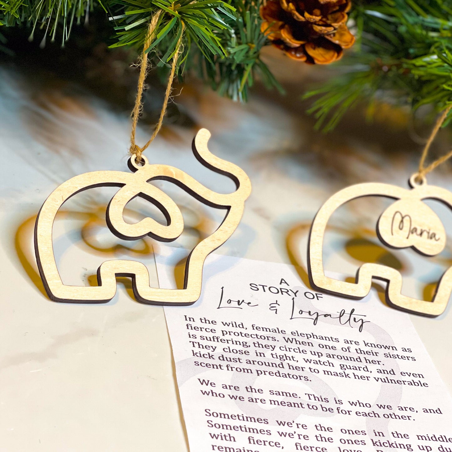 Elephant Ornament, Cancer Survivor Gift, Sisterhood Ornament, Breast Cancer Awareness, Personalized Gifts for Best Friends, Friendship Gift