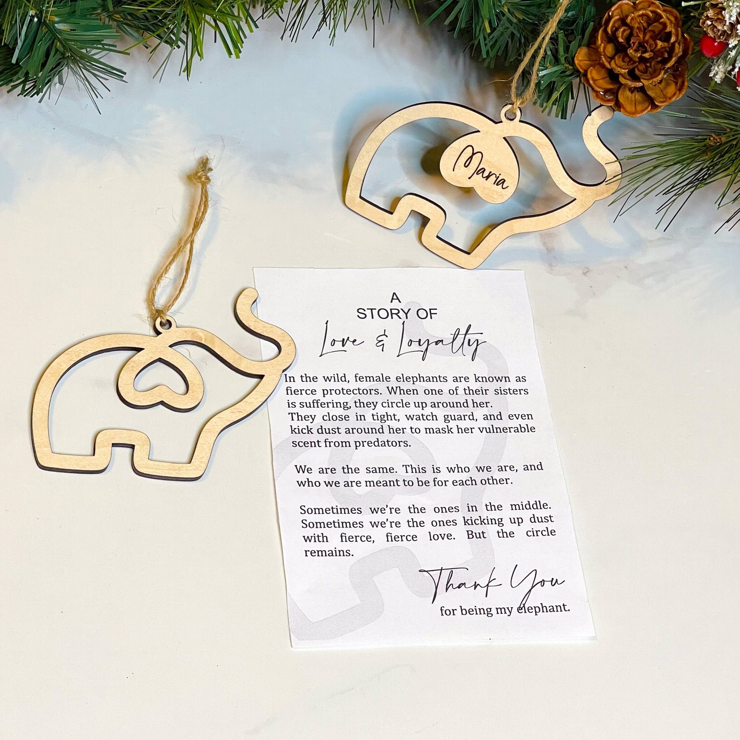 Elephant Ornament, Cancer Survivor Gift, Sisterhood Ornament, Breast Cancer Awareness, Personalized Gifts for Best Friends, Friendship Gift