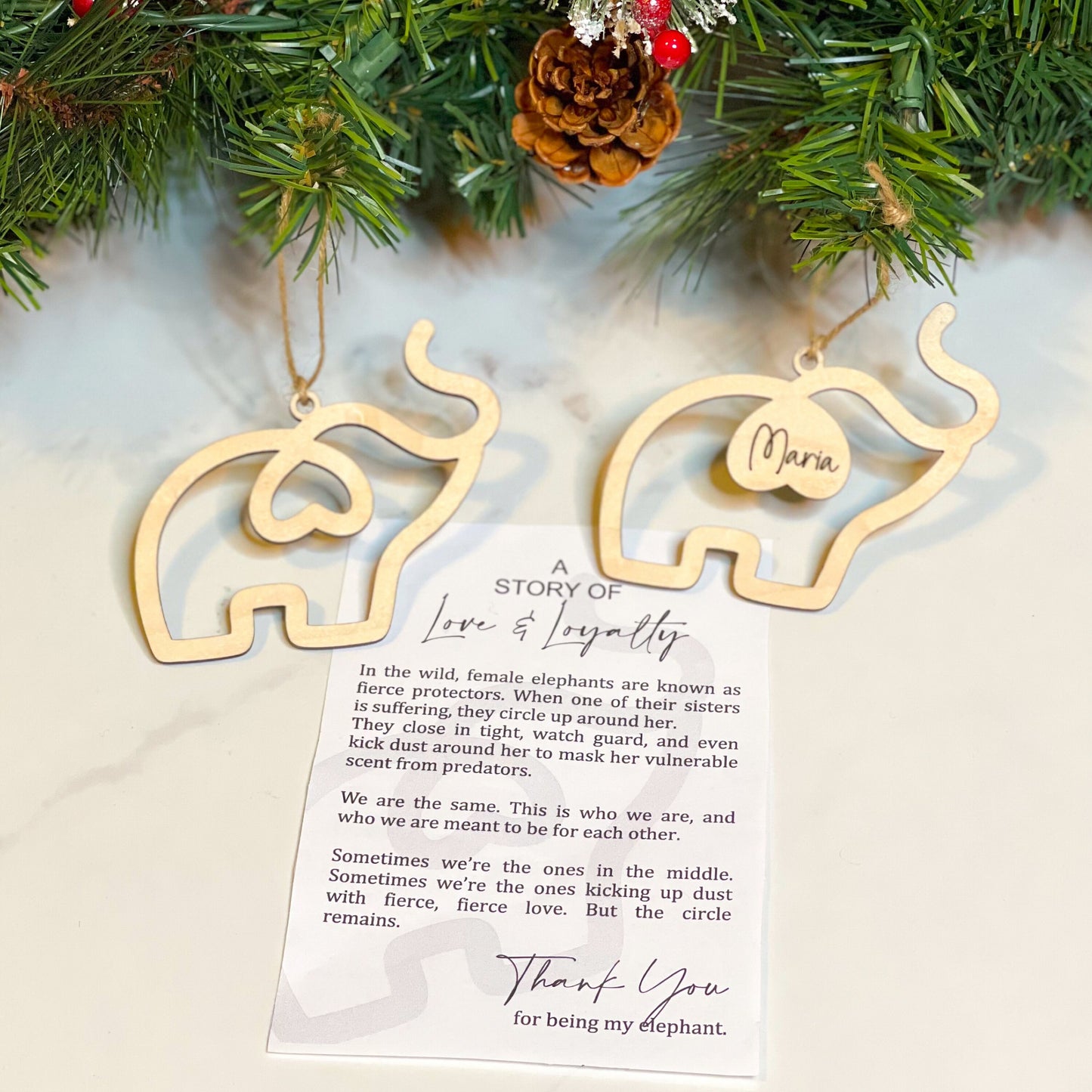 Elephant Ornament, Cancer Survivor Gift, Sisterhood Ornament, Breast Cancer Awareness, Personalized Gifts for Best Friends, Friendship Gift