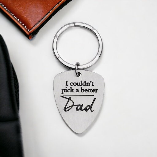 Fathers Day Gifts for Dad, Dad Keychain Gift, Guitar Pick Keychain, Father of the Bride, Father of the Groom