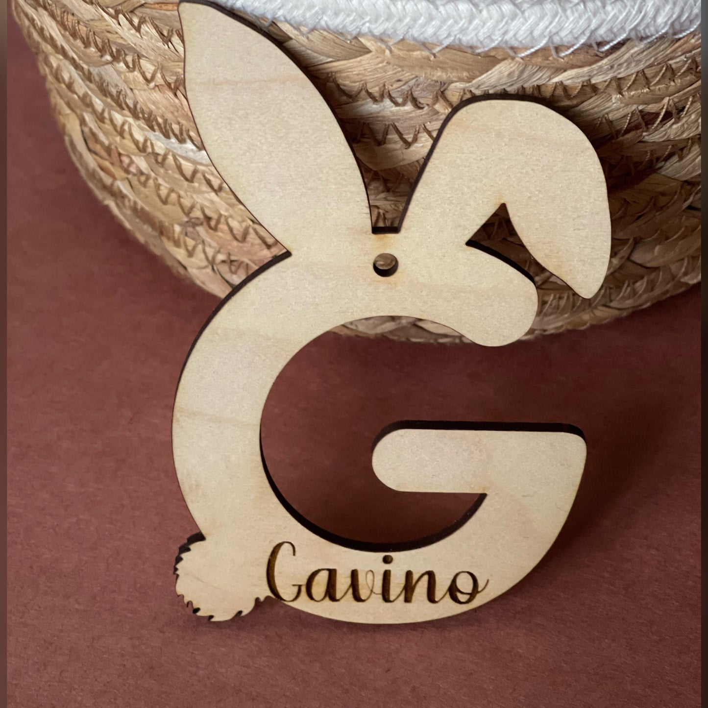 Personalized Easter Basket Tag - Bunny Letter