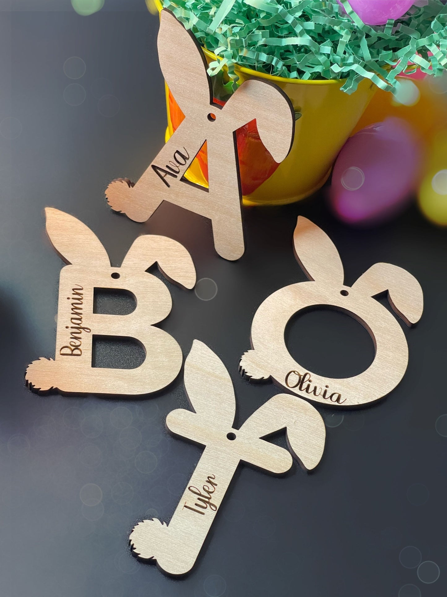 Personalized Easter Basket Tag - Bunny Letter
