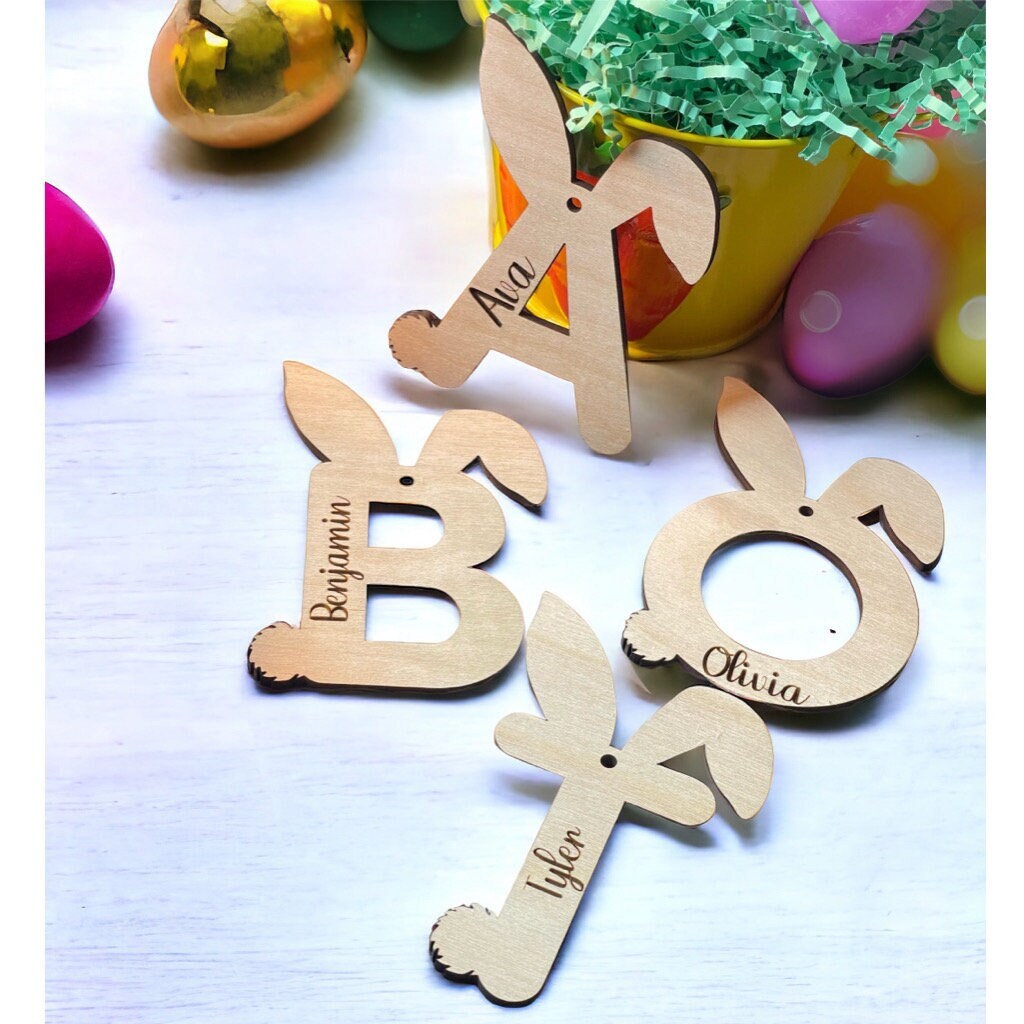 Personalized Easter Basket Tag - Bunny Letter