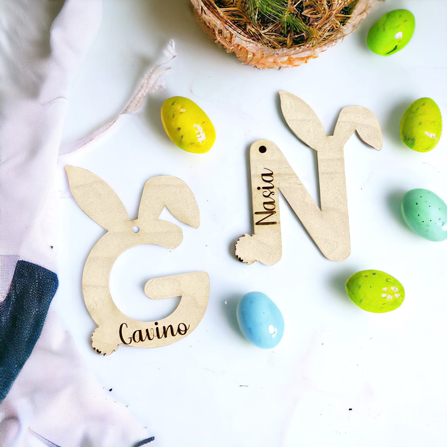 Personalized Easter Basket Tag - Bunny Letter