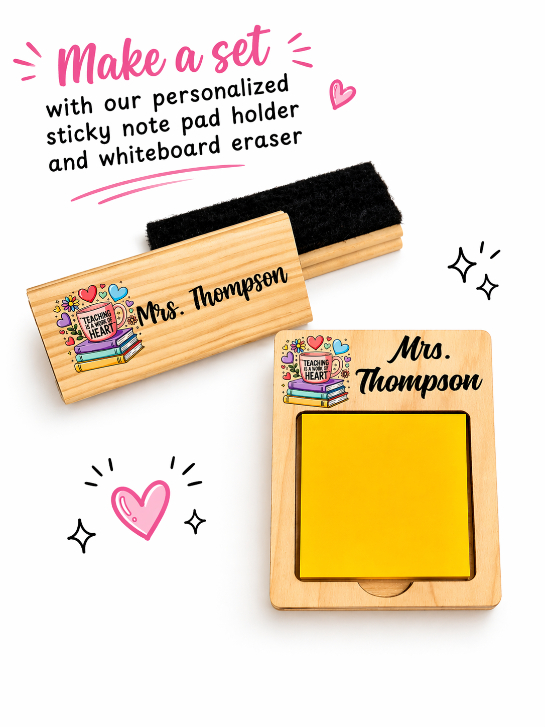 Personalized Teacher Sticky Note Holder Gift | Thank You Teacher Appreciation Gift