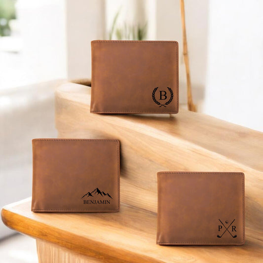 Personalized Leatherette Wallet | Custom Engraved Wallet Gift for Men
