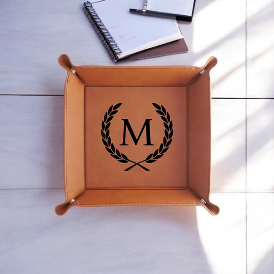 Leatherette Catchall Valet Tray