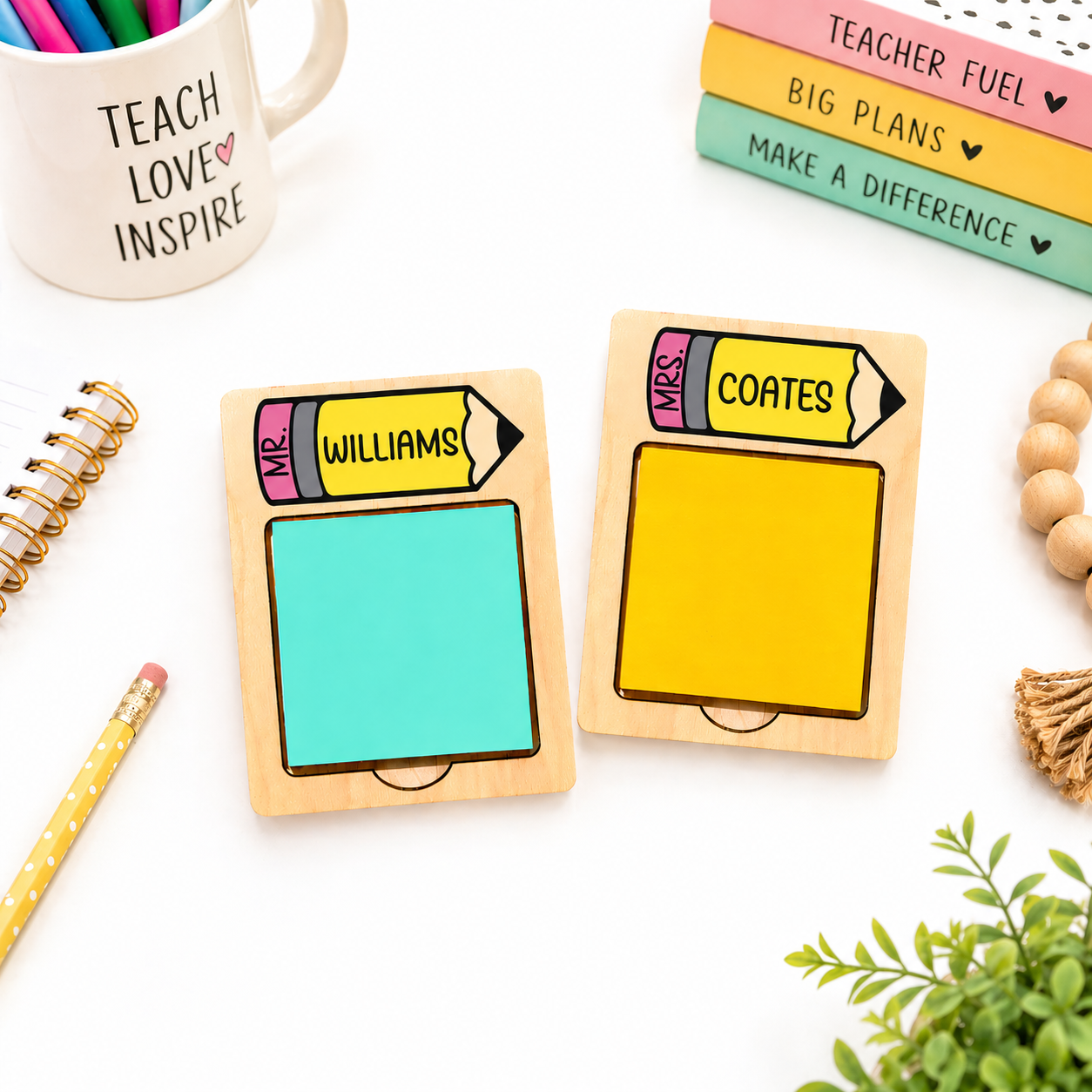 Personalized Teacher Sticky Note Holder Gift | Thank You Teacher Appreciation Gift