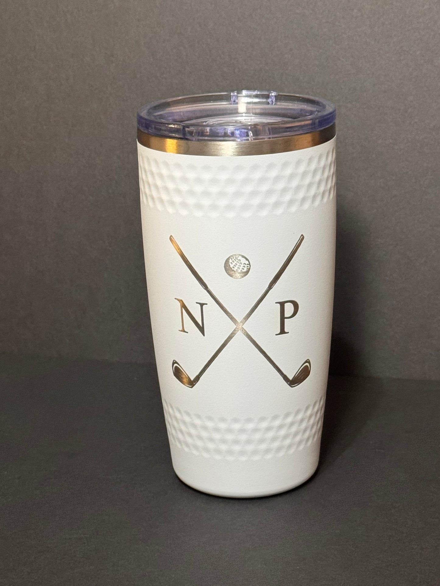 Personalized Golf Tumbler with Golf Ball Dimples
