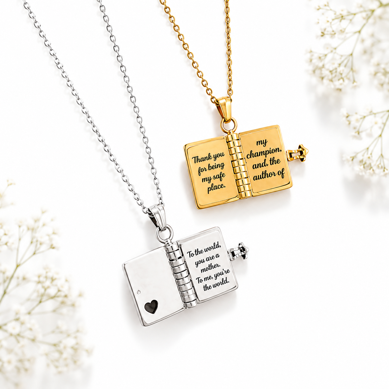 Personalized Engraved Book Locket Necklace