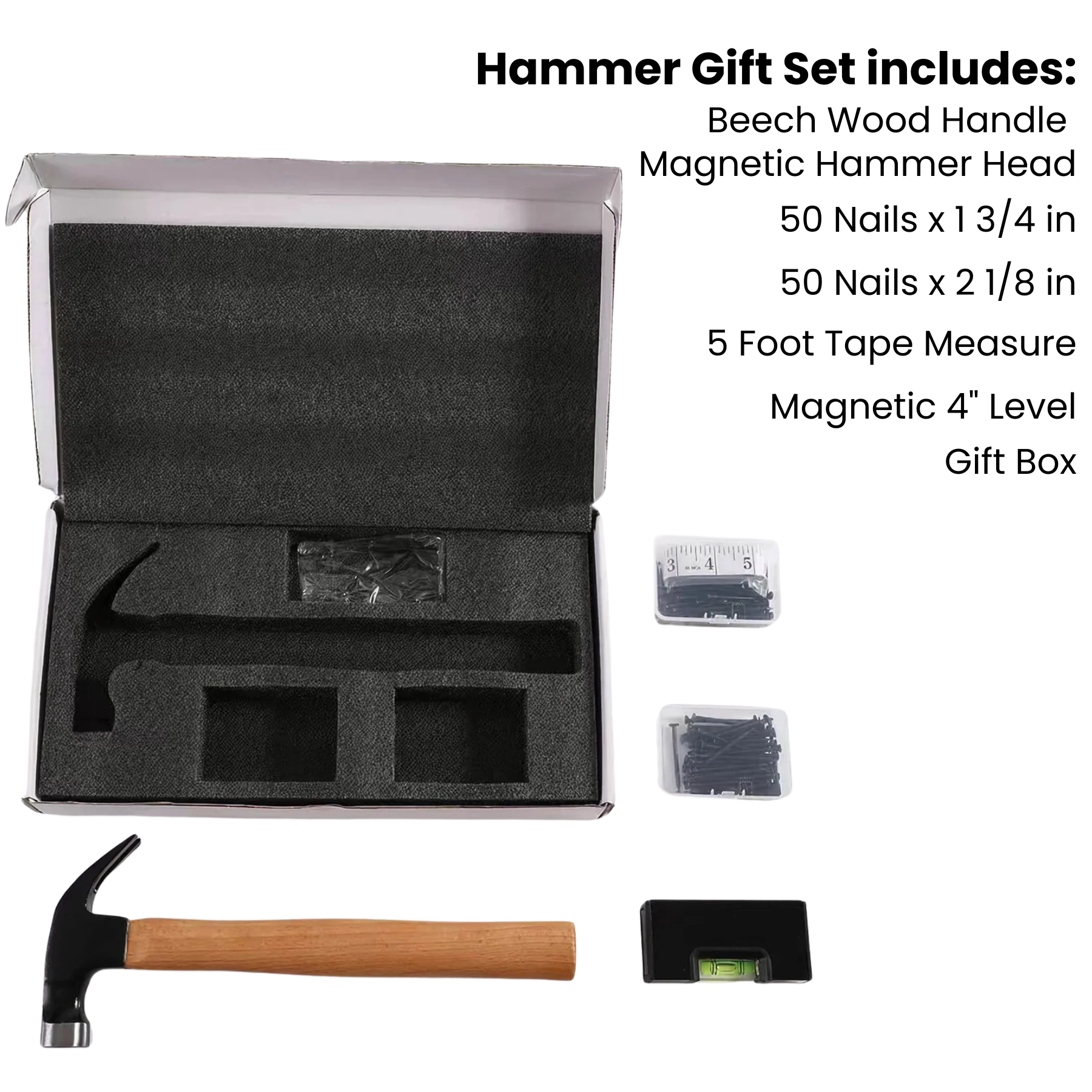 Hammer gift set with components listed on a white background