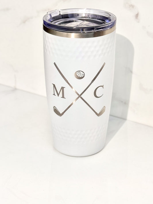Personalized Golf Tumbler with Golf Ball Dimples