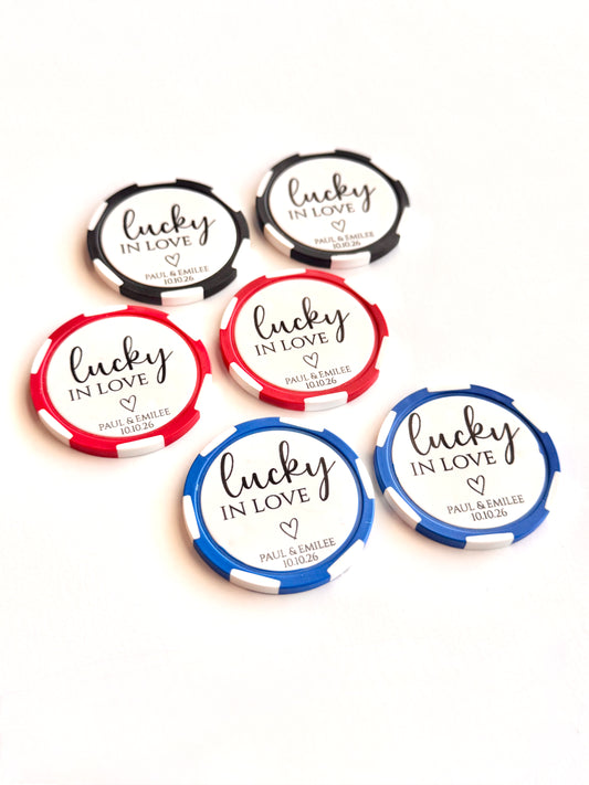 Personalized Poker Chips Wedding Favors | Save the Date Drink Tokens