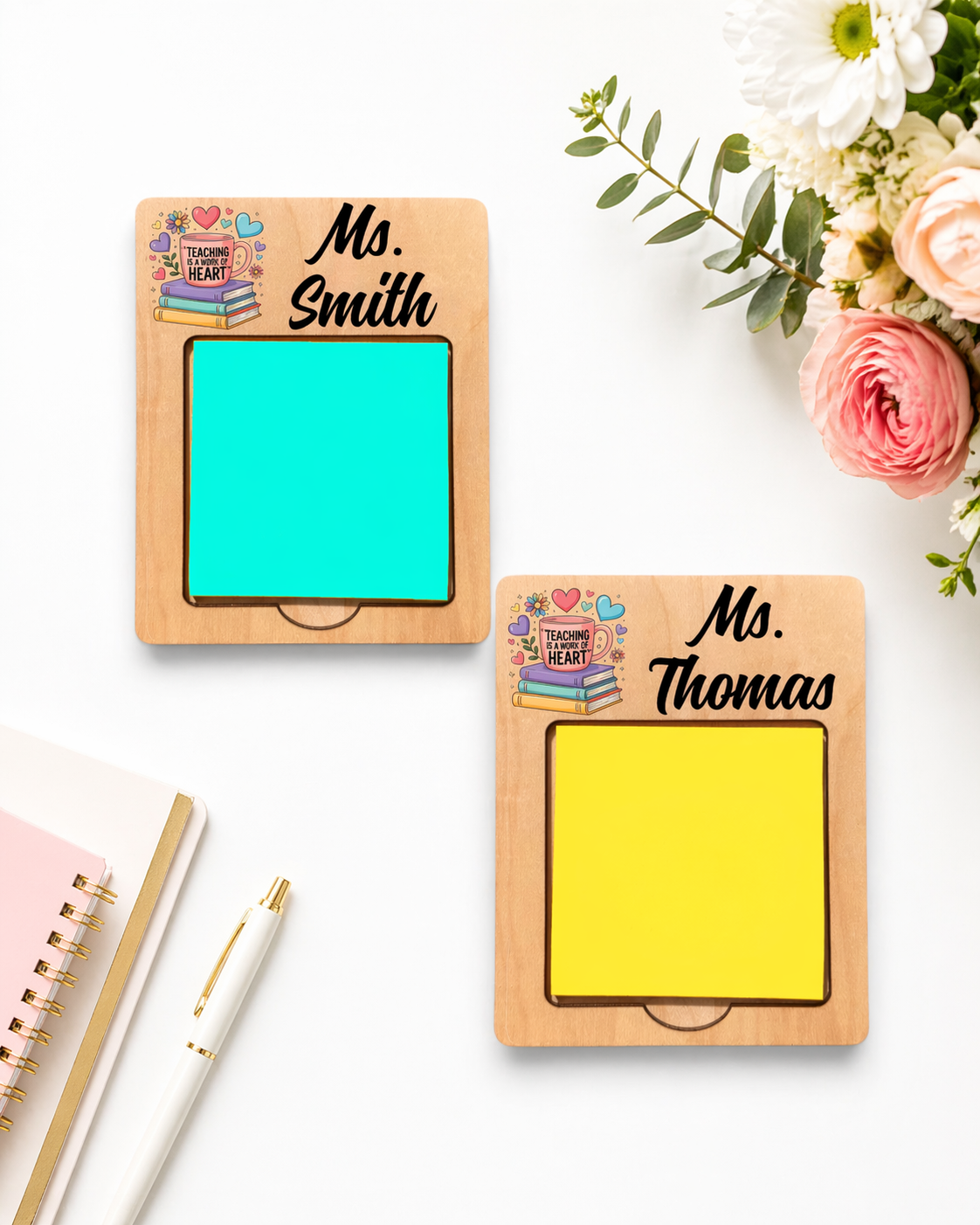 Personalized Teacher Sticky Note Holder Gift | Thank You Teacher Appreciation Gift